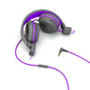 Folded JBuddies Studio Over Ear Folding Headphones in Purple with headphone jack